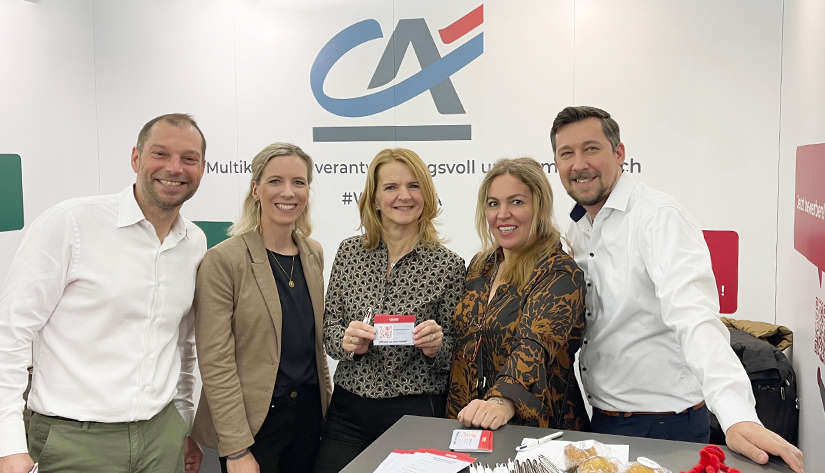 Kolleg:innen von Crédit Agricole Leasing & Factoring und CACEIS bei der jobmesse deutschland 2024 in München